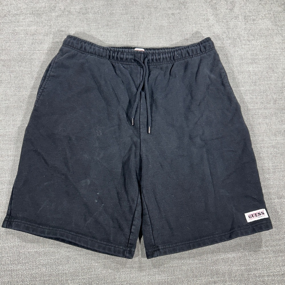 Guess Originals Sweat Shorts Mens XL Black 40th Anniversary Logo Drawstring Good